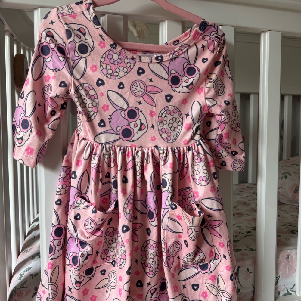 Pink Puff Sleeve Casual Sundress